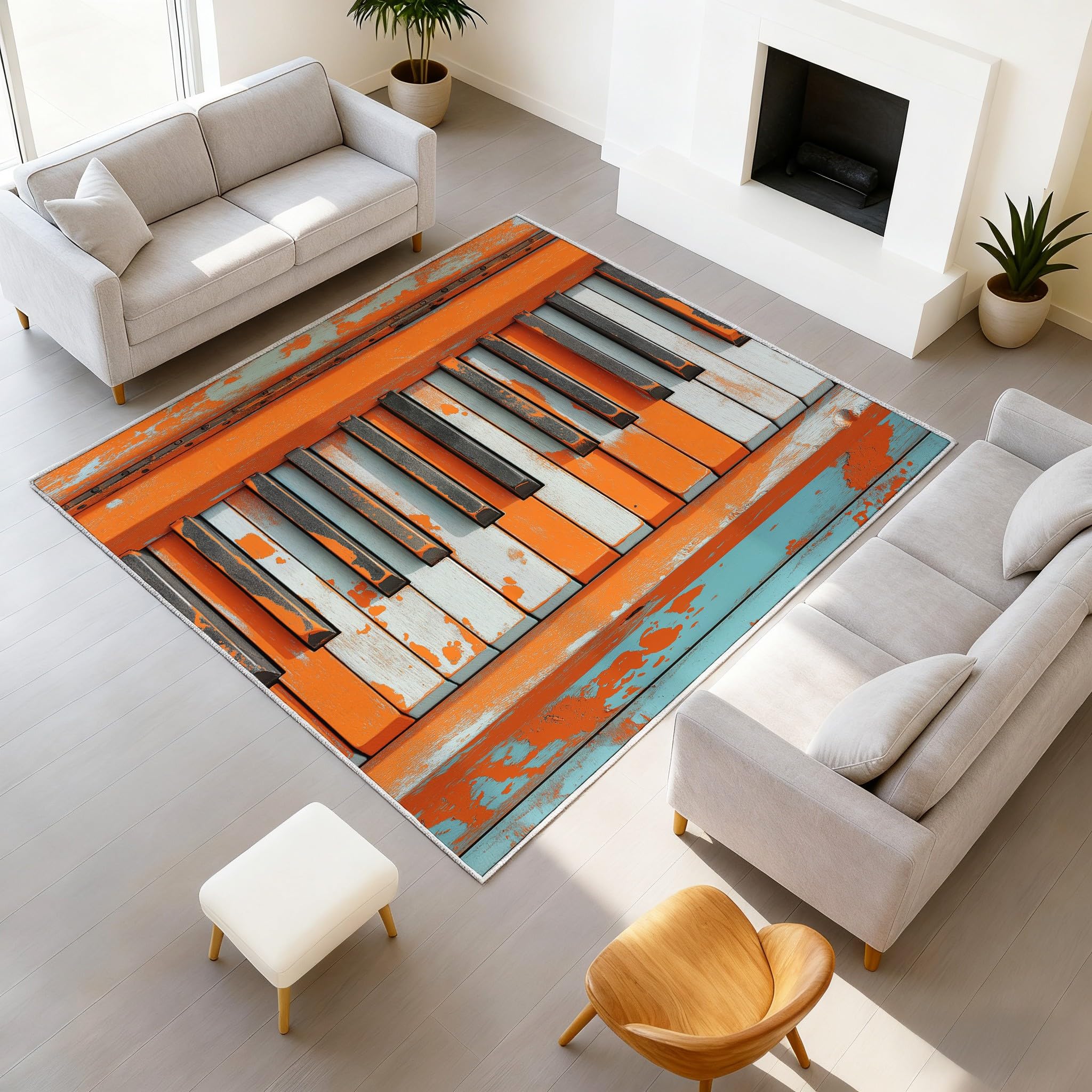 Générique Antiscivolo Moderno Musica Lavabile Tapiss Strumento Musicale Supporto in TPR Tappetino Tasti di Pianoforte Macchia Inchiostro Tappeto 120 x 180 cm per Soggiorno Camera da Letto Ufficio