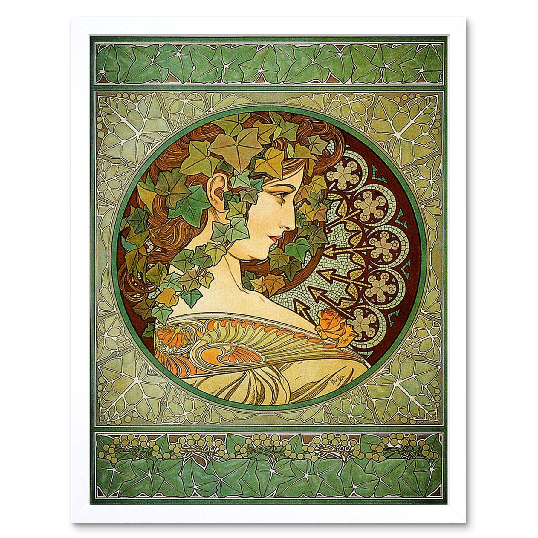Wee Blue Coo Alphonse Mucha Laurel 1901 Old Master Painting Art Print Framed Poster Wall Decor 12X16 Inch