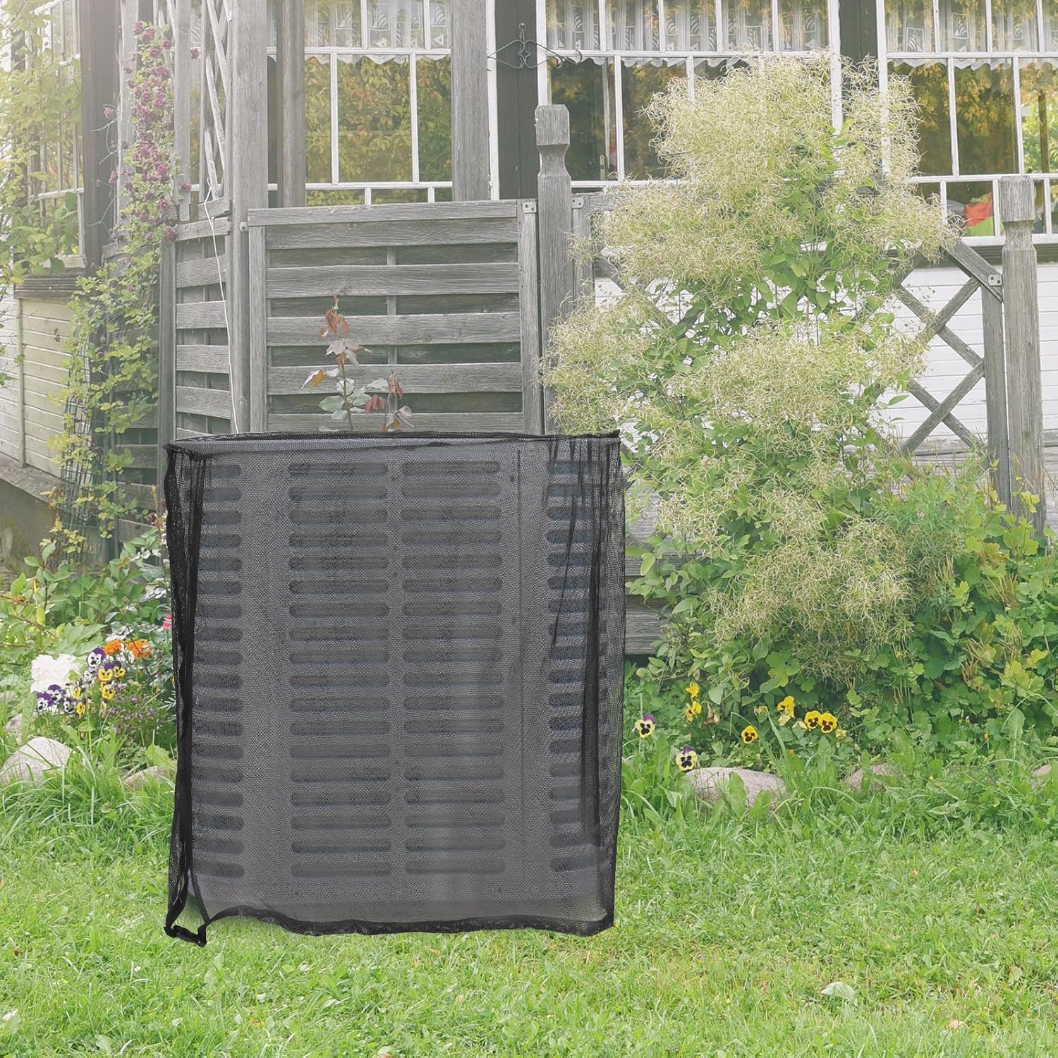 Outdoor Ac Unit Cover: Full Mesh Air Conditioner Protector Prevents Clogging From Leaves And Debris - Easy To Install And Remove