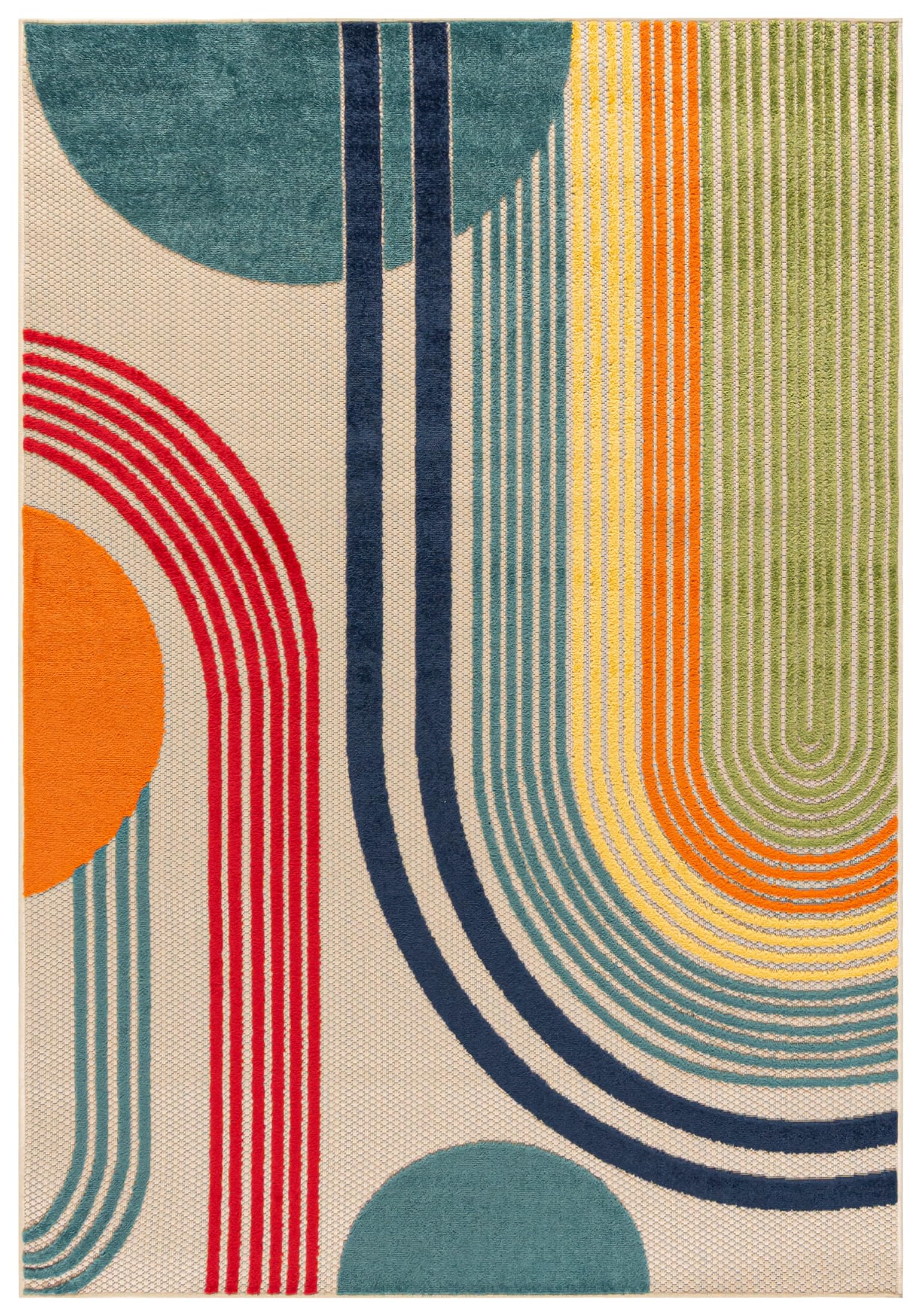 Mazovia Intérieur et Extérieur Tapis Balcon 140x200cm Crème Géométrique | Intérieur et Extérieur Tapis pour Salon Chambre Terrasse Beige Résistant aux Intempéries Anti-Allergène Résistant aux UV