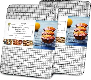 Ultra Cuisine Oven-Safe, Dishwasher-Safe 100% Stainless Steel Cooling and Baking Rack Set, Heavy Duty Tight-Wire Cooling R...