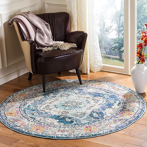 Alfombra bohemia Safavieh estilo medallón antiguo colección Monaco MNC243N no suelta fibra resistente a las manchas ideal para comedor entrada