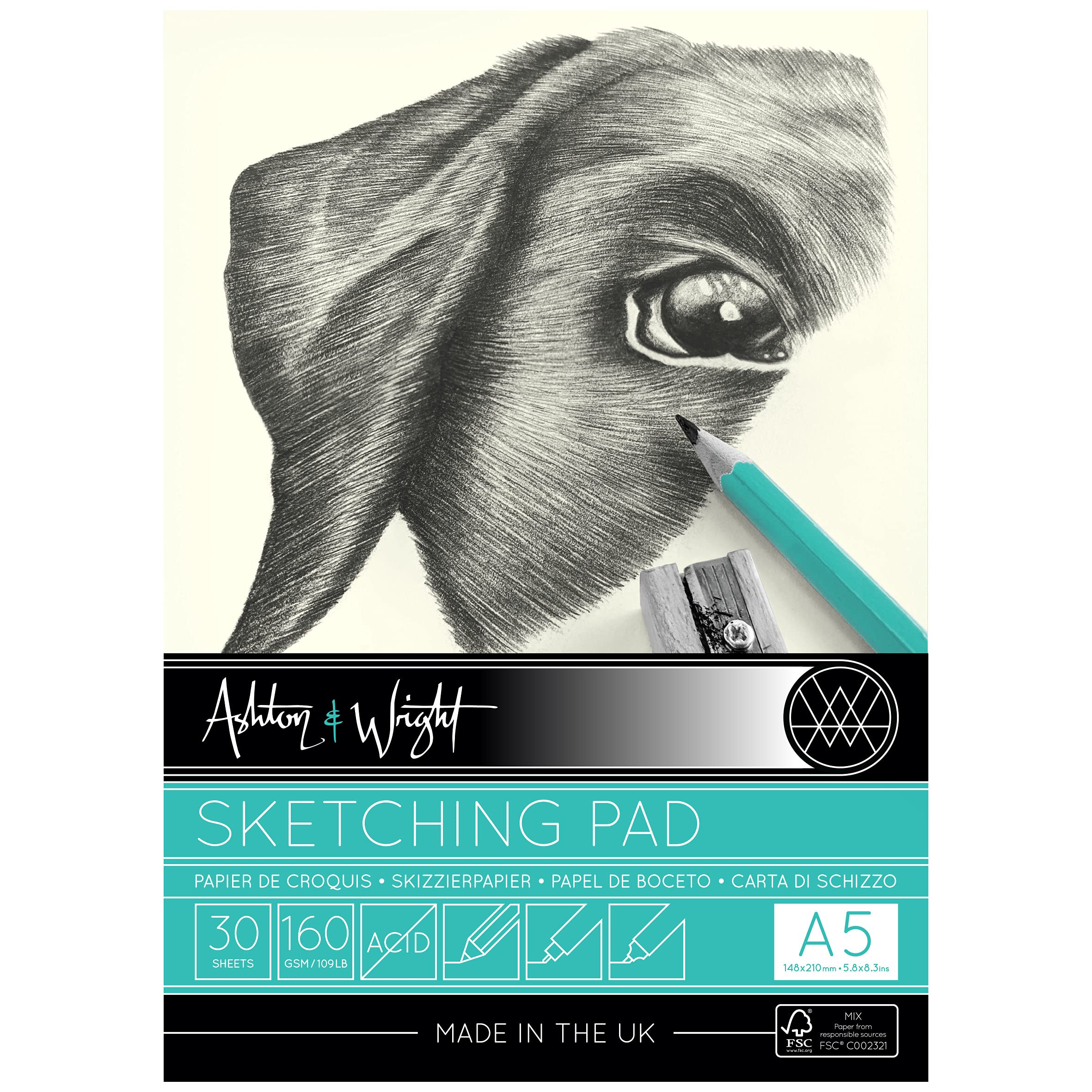 Ashton and Wright - A5 Classic Ivory Sketching Pad - 160gsm Paper - 30 Sheets