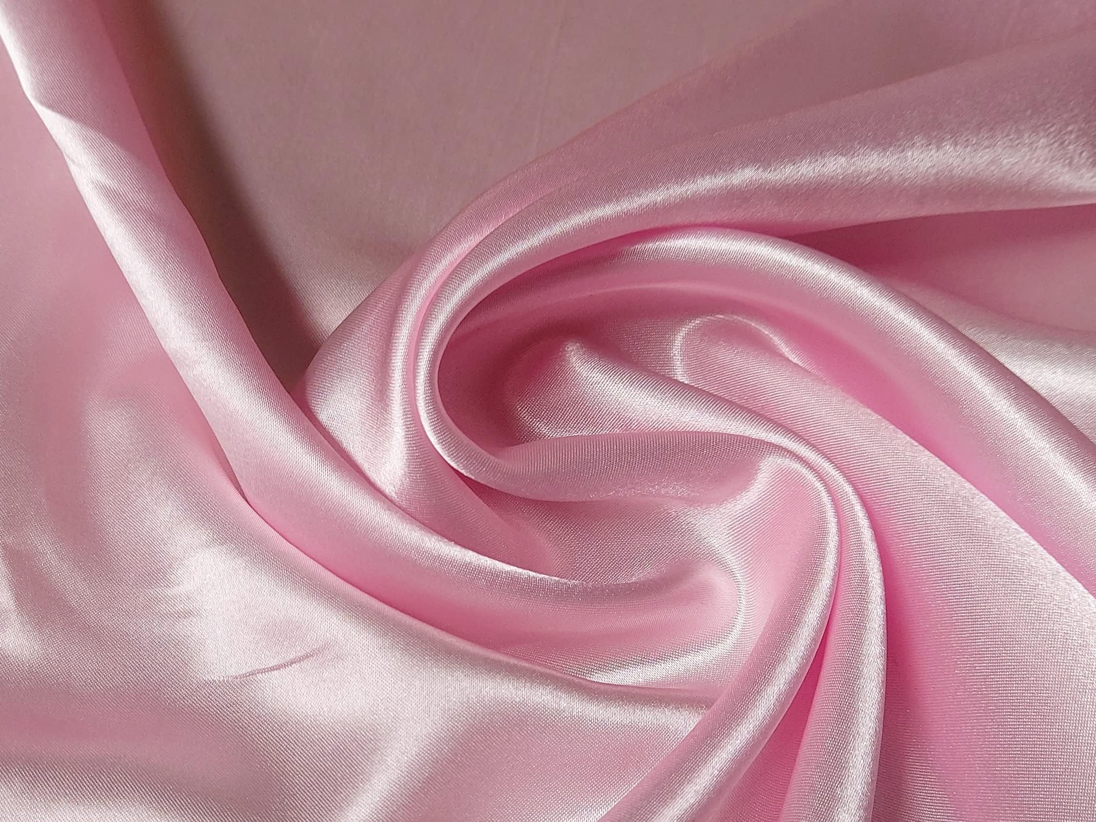 Polyester Liquid Satin Fabric Material Light Rose, 10Mtr - 1000cm x 145cm