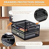 Vista 4 de Organizador de Cajones Deslizantes Debajo del Escritorio Sin Perforación 2 Cajones Deslizables para Escritorio o Debajo de la Mesa Almacenamiento