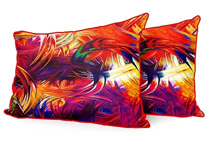 DreamVio Jute Fabric Printed Decorative Pillow/Throw/Cushion Covers for Living Room, Bed Room, Sofa,Chairs,Pillow Cases, Pillow Covers Set of 2, Size 12x18 Inches Style239