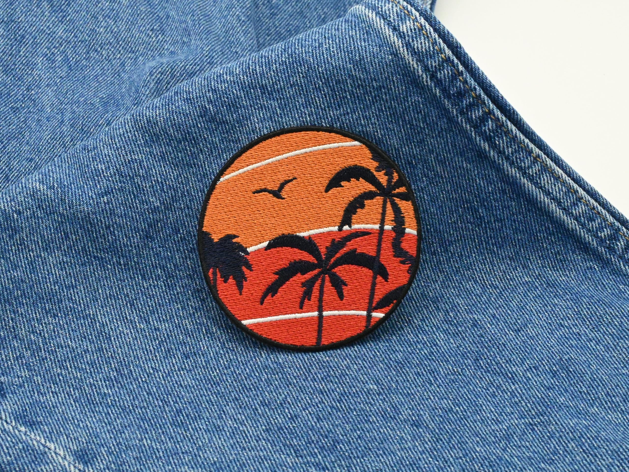 Patch Thermocollant Motif Palmiers Coucher De Soleil - Rouge/Orange - Pour Vêtements, Sacs, Jean... - 4