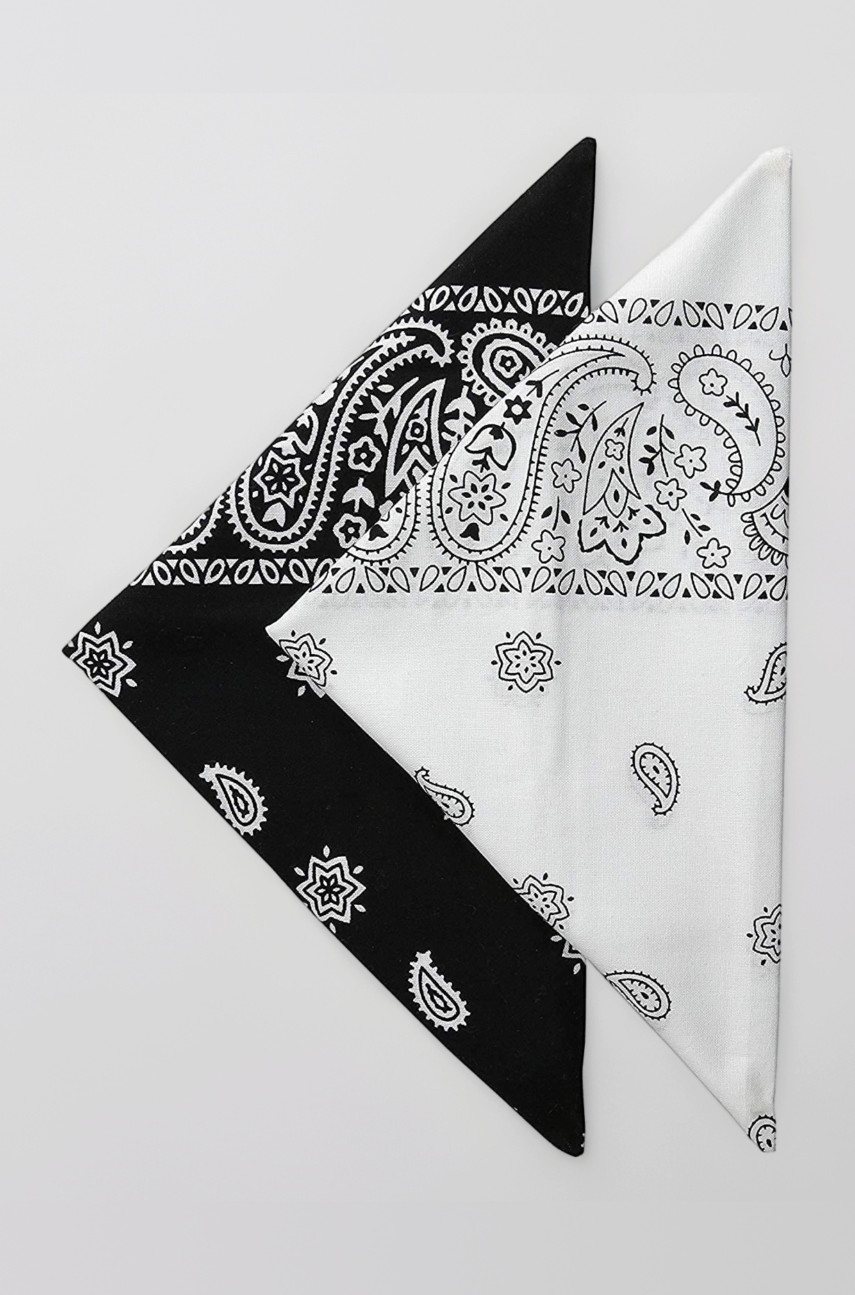 Unisex Cotton Paisley Printed Cowboy Bandanas Black White L