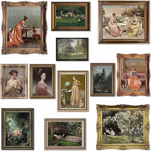 Decoración de pared victoriana vintage, decoración de pared clásica maximalista, impresiones artísticas vintage coquetas, arte de pared victoriano