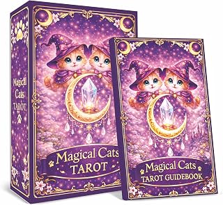 魔术猫塔罗牌,78 张独特的塔罗牌,附带指南书,魔术猫神谕卡,适合初学者,提供爱情、职业和生活指导
