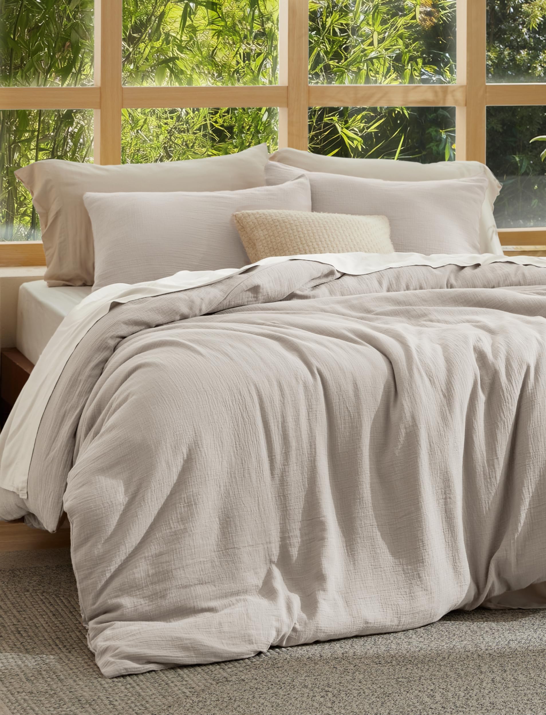 Bedsure PureWoven Muslin Duvet Cover, Cooling Bedding Set for Hot Sleepers