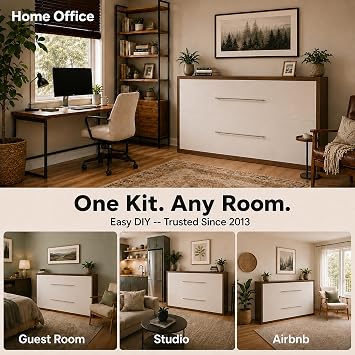 Twin Size Horizontal Murphy Bed Hardware Kit Side-Fold Wall Bed Frame DIY Twin Murphy Bed Kit with Gas Pistons +3 Step-by-Step Guides Made in North America Space-Saving Hideaway Bed