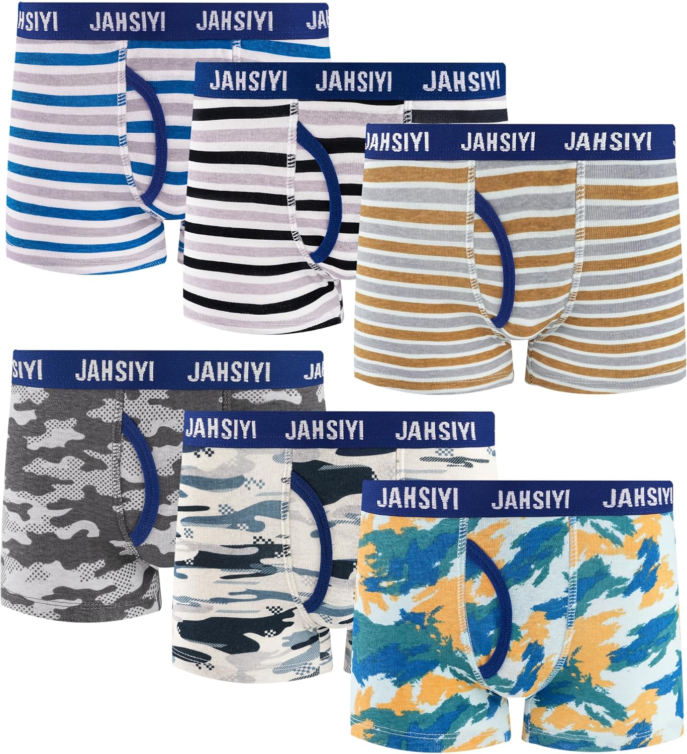 100% Cotton Boys Boxer Briefs Tagless Toddler Underwear (6-Pack) 8 Black-strip/Camoflage-a23