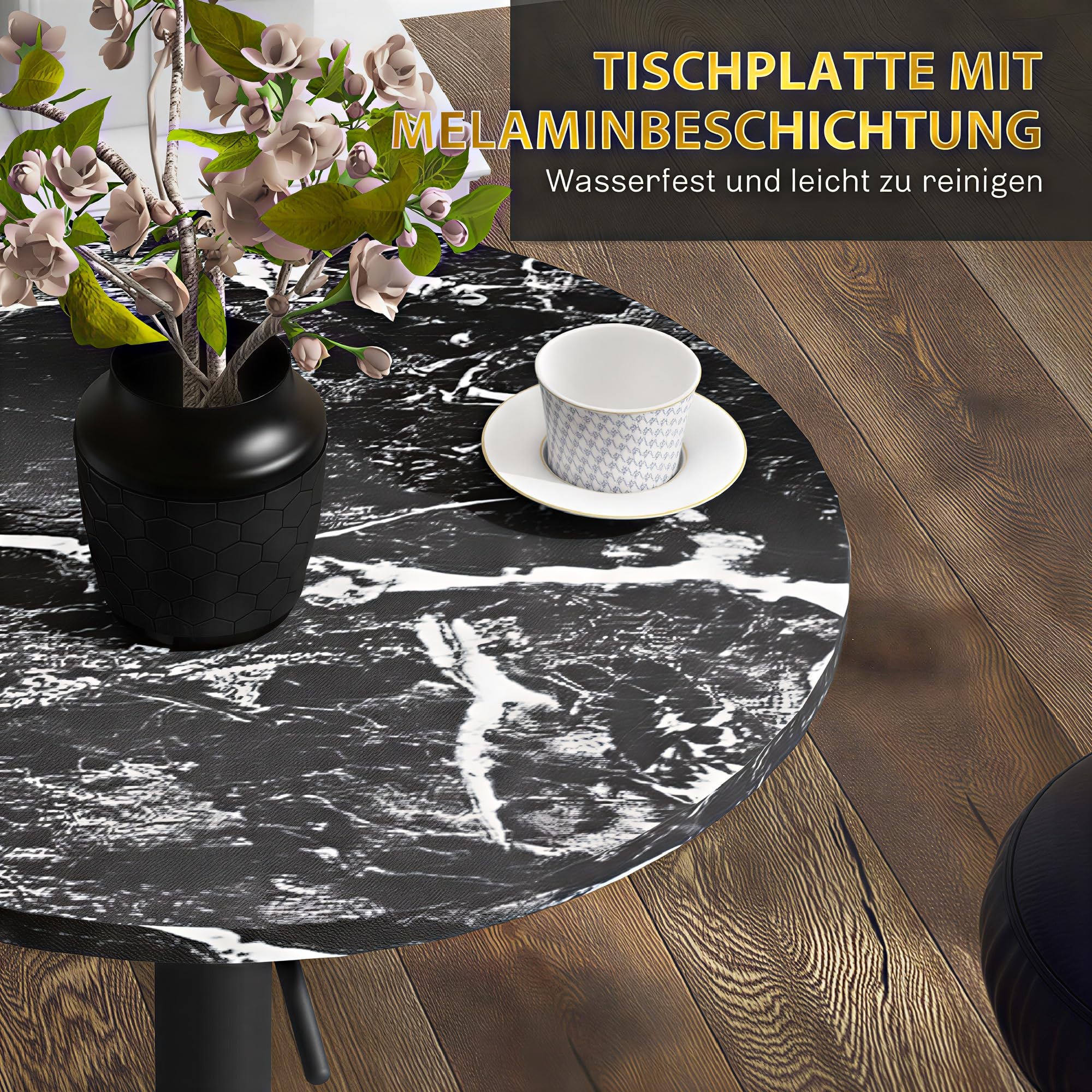 HOMCOM Bartisch Stehtisch Höhenverstellbar Rund Ø60 x 68-93,5cm Schwarz