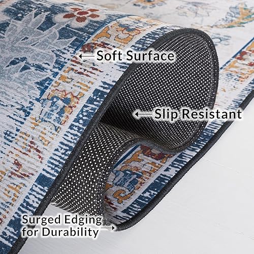 Miniatura 7 de SAFAVIEH Tucson Collection - Alfombra de área de 5 x 8 pies, color gris y óxido, diseño desgastado elegante, no desprende pelusa, lavable a máquina