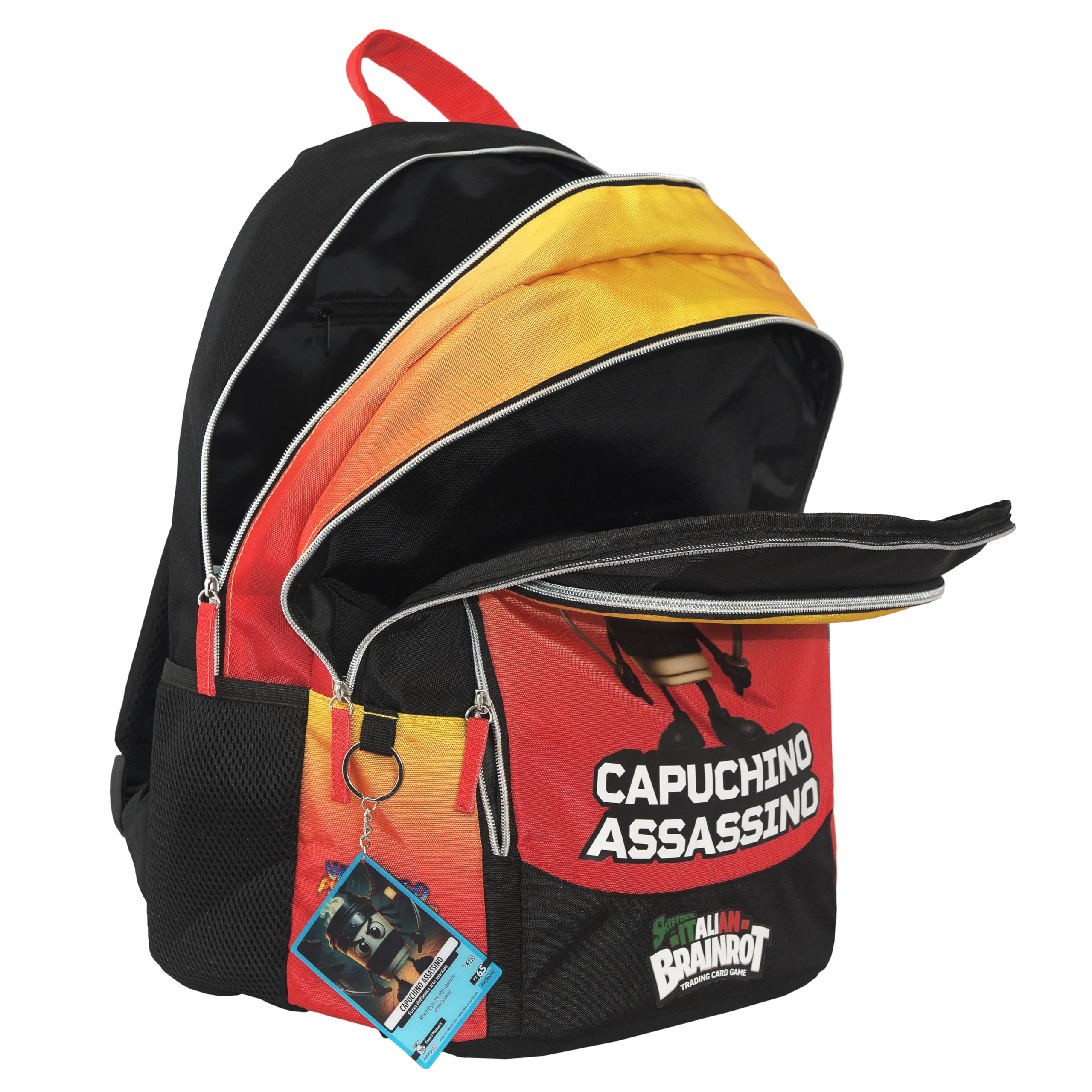 BRAINROT - Zaino Scuola Organizzato Ufficiale Brainrot, Zaino per Ragazzi con Retro e Fondo Termoformati, Spallacci Imbottiti e Regolabili, Interno Foderato con Tasca Zip, 32x43hx23 cm