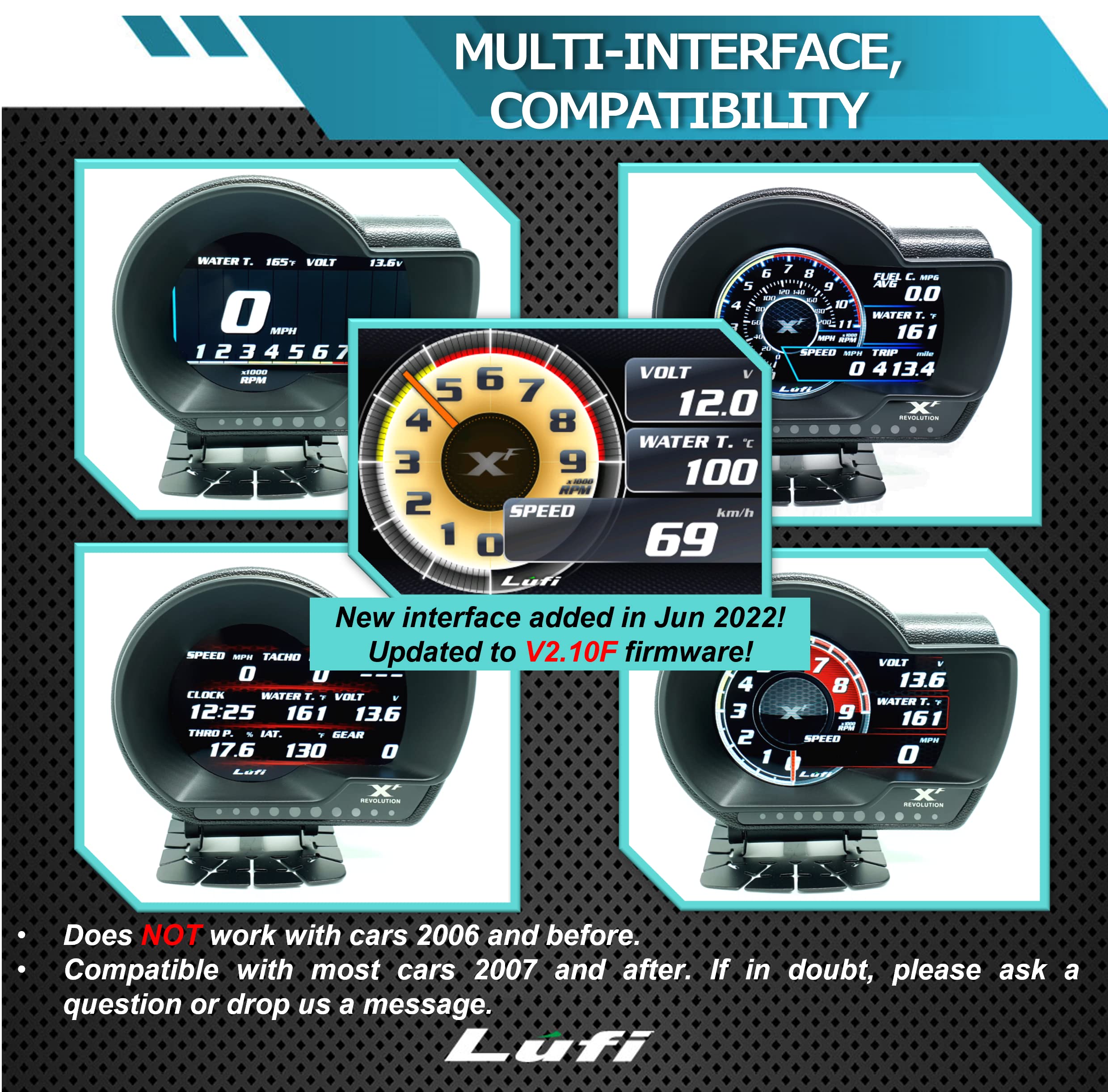 Buy Lufi XF Revolution OBD2 Gauge Display, MultiData Monitor, Head Up