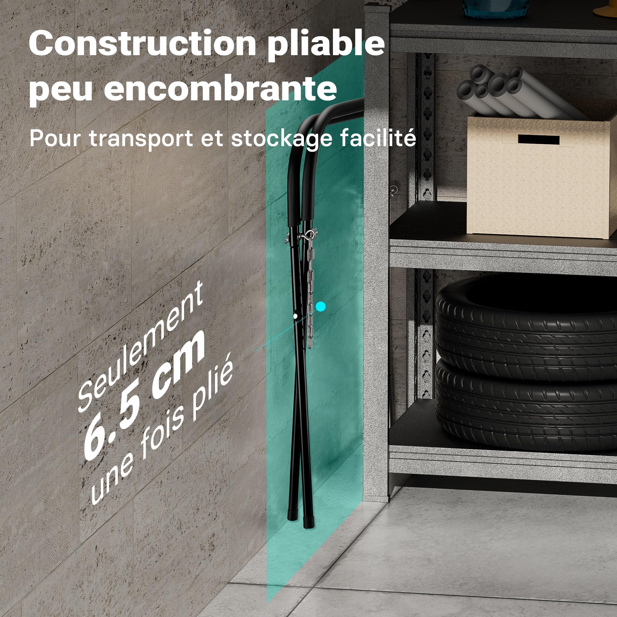 WilTec Chevalet Noir Support Pare-Brise Pliable Acier 50kg Max. Hauteur réglable Tréteau de Travail Carrosserie avec Chaînes de Verrouillage Réglage Outil Mécanicien Automobile