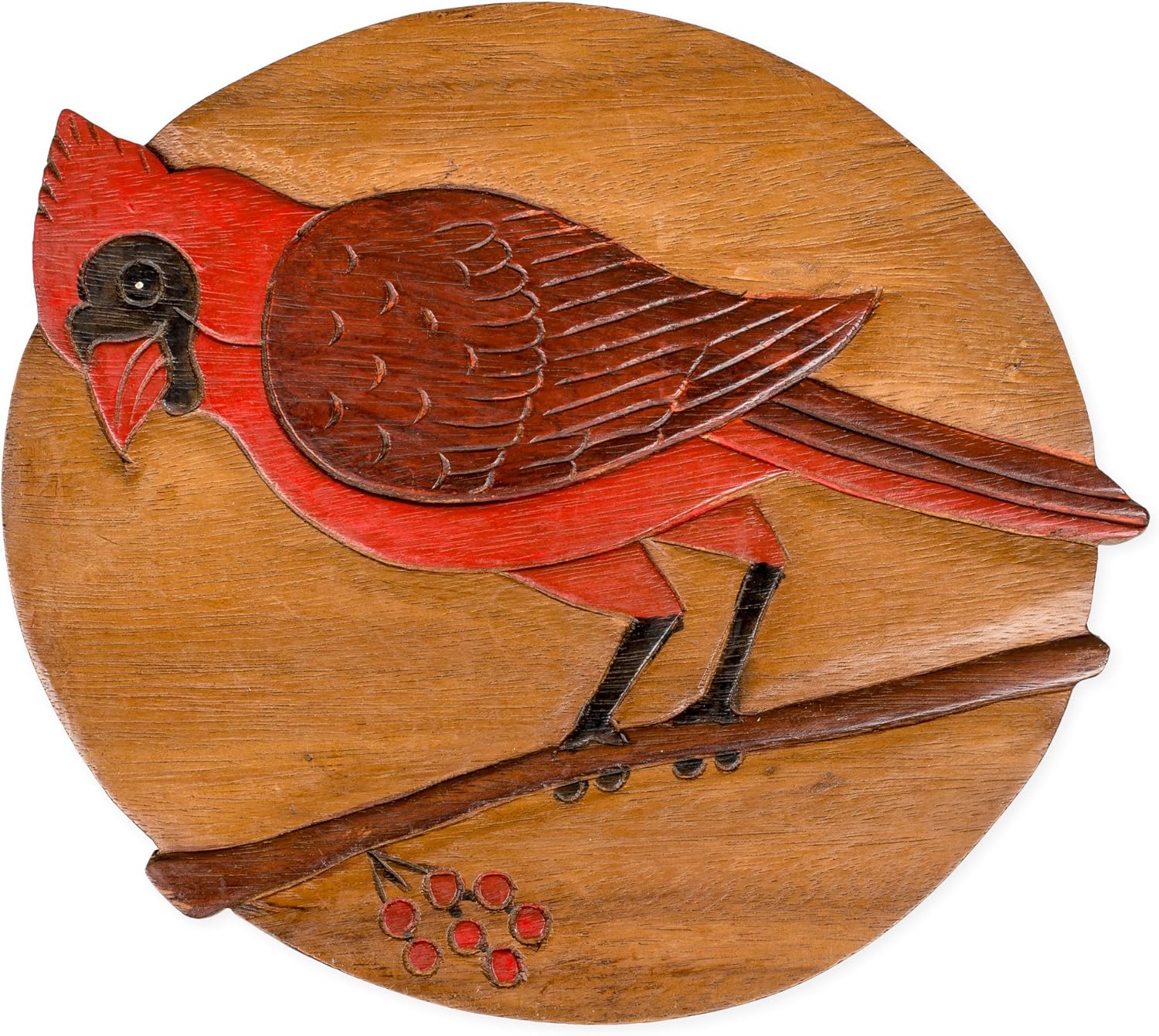Sea Island Imports Cardinal Design Hand Carved Acacia Hardwood Decorative Short Stool