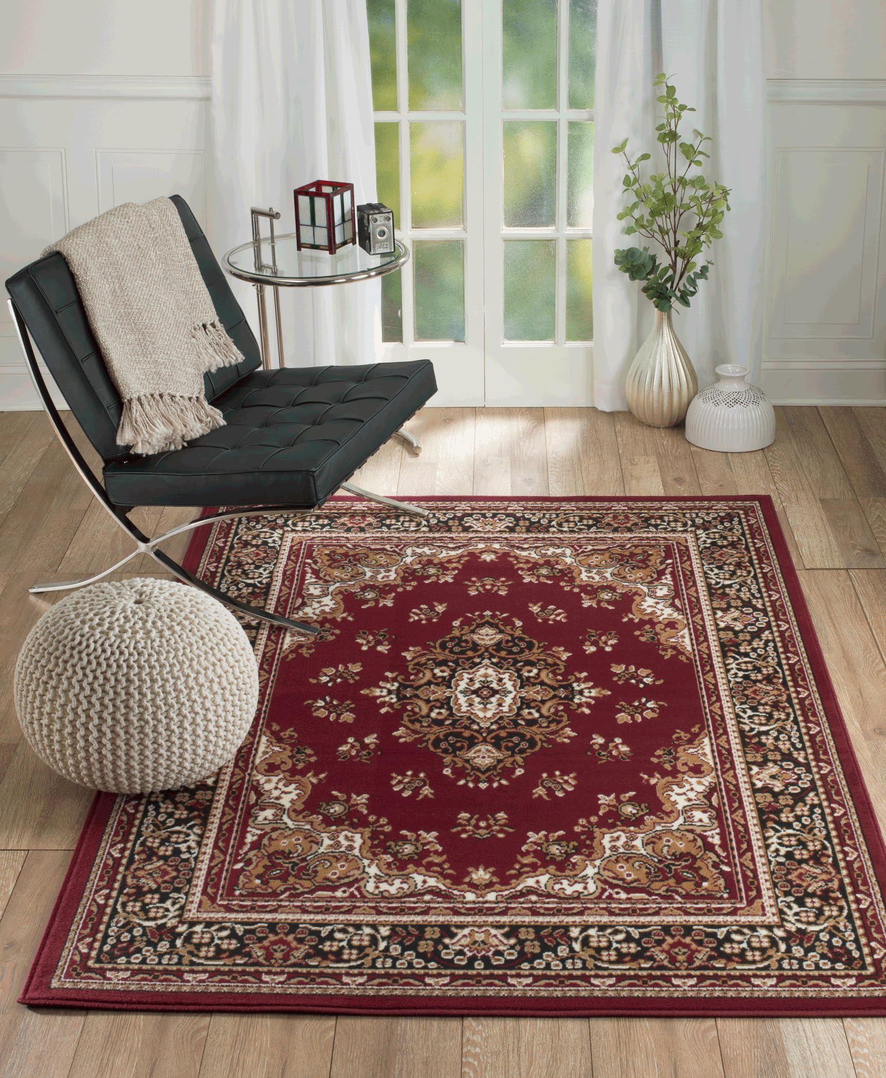 NEW CHATEAU S1 BURGUNDY ORIENTAL PERSIAN STYLE AREA RUG (5x7 area rug)