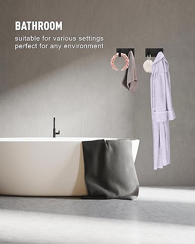 Miniatura 7 de Paquete de 2 ganchos de pared negros impermeables modernos, ganchos plegables para toallas para baños, ganchos para abrigos montados en la pared,