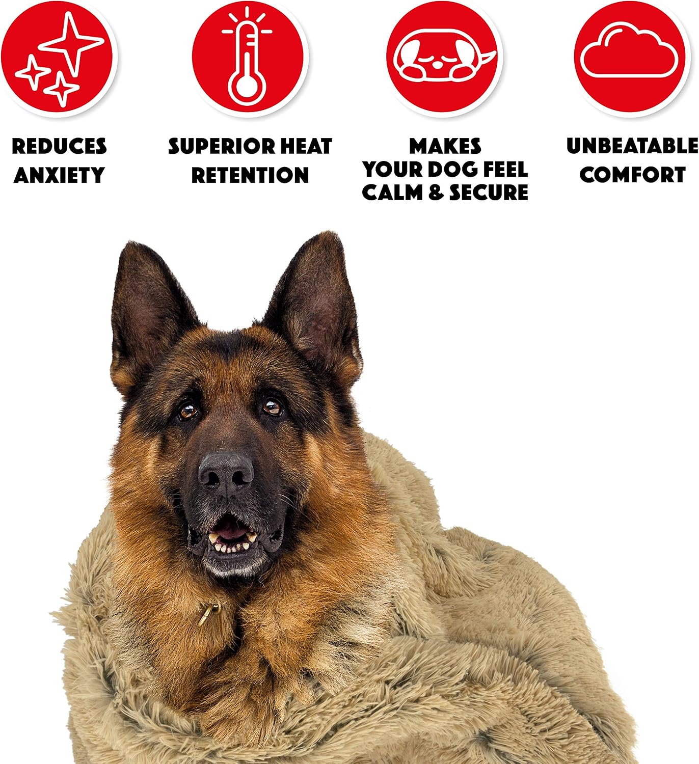 The Dog’s Blanket Sound Sleep Donut Blanket, XL Beige 97x139cm, Calming, Anti-Anxiety Snuggler Blanket, Veterinary Approved - Image 3