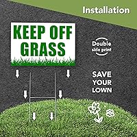 Vista 4 de Letrero con texto en inglés Please Keep Off Gras, 3 carteles de 8 x 12 DS Coroplast Keep Dogs Off Lawn