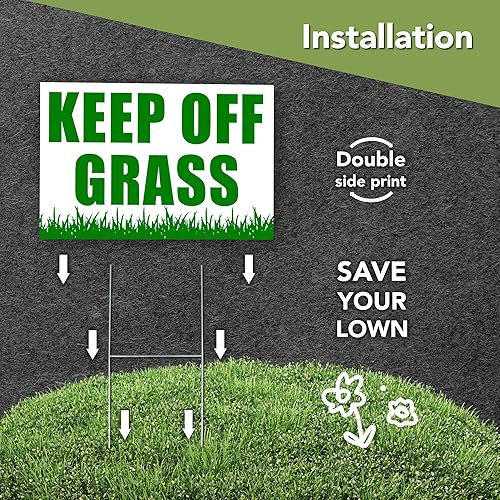 Miniatura 4 de Letrero con texto en inglés Please Keep Off Gras, 3 carteles de 8 x 12 DS Coroplast Keep Dogs Off Lawn