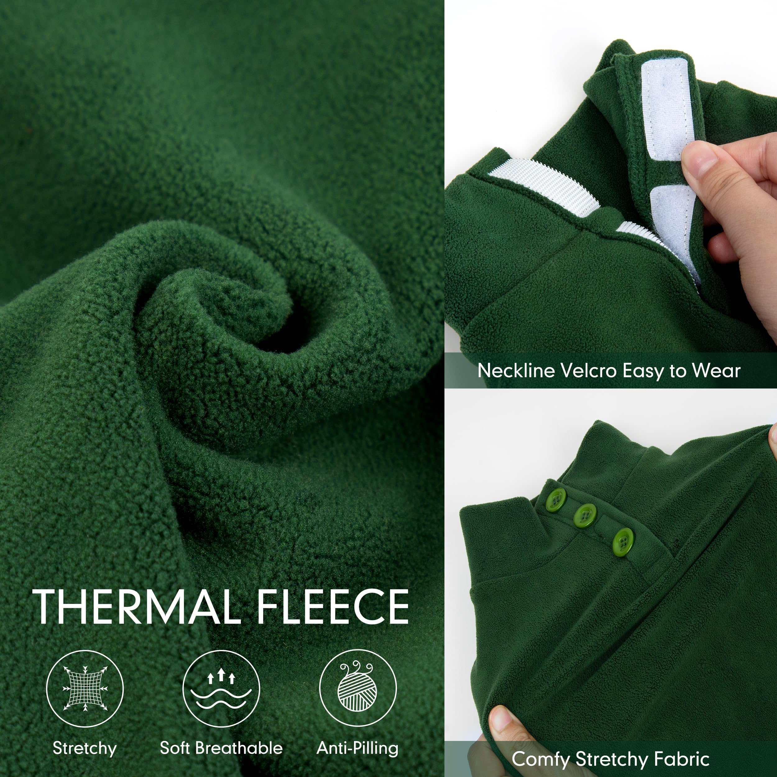 cyeollo Pijamas para perros XXXL, abrigo de forro polar elástico para perros de tamaño grande, overol cálido para perros, ropa suave para clima frío, verde, XXXL