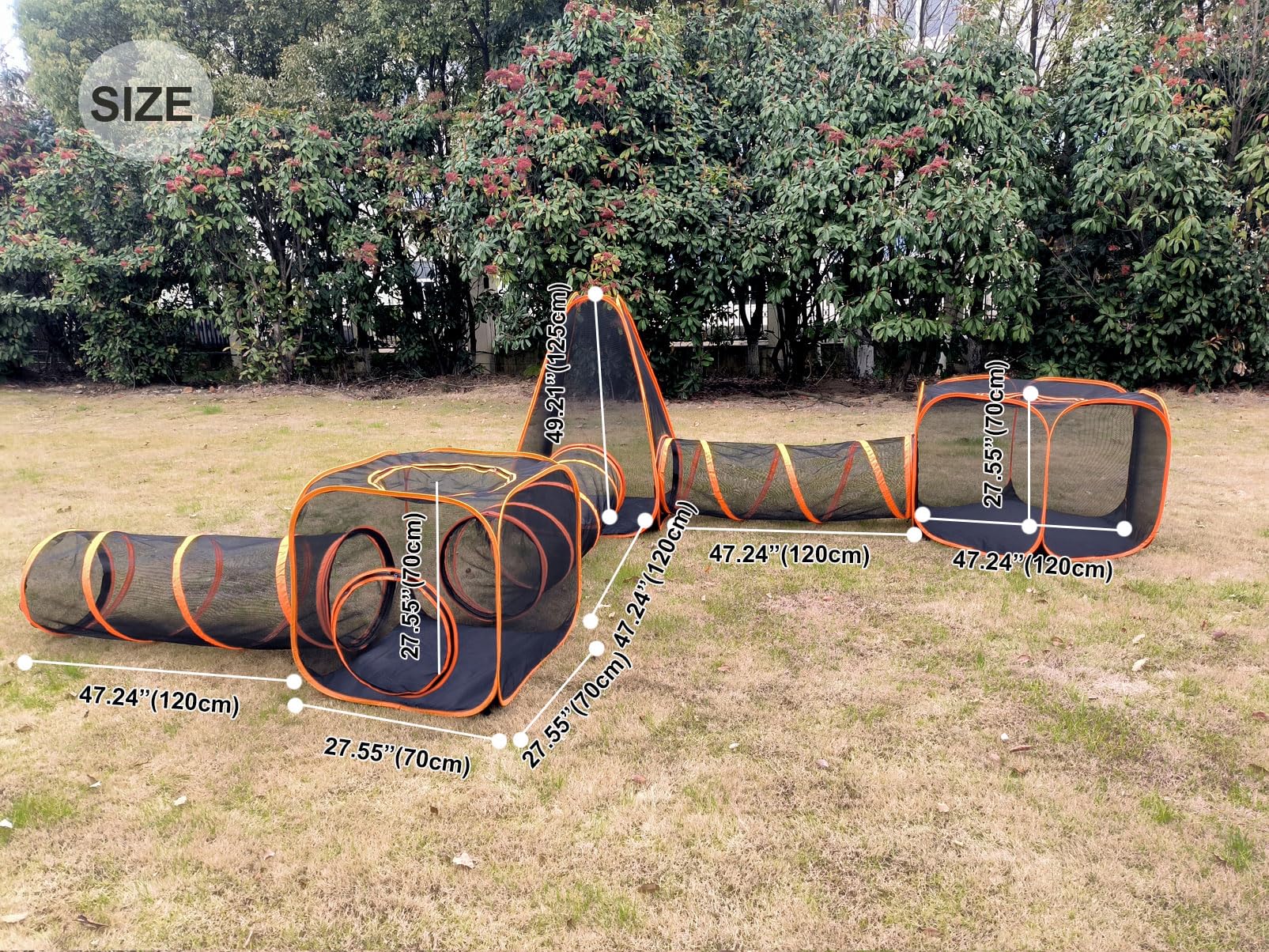 Recinzione portatile per gatti da esterno con tunnel 6 in 1, rinforzo, tenda per animali domestici, fai da te, in diversi modi, per conigli e furetti, cuccioli e piccoli animali