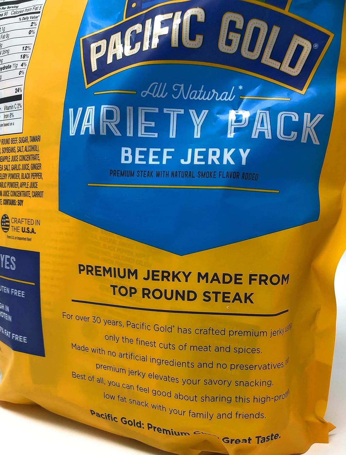 Pacific Gold Beef Jerky Original & Teriyaki, 12 Count Per Bag (3 Bags (36 Count))