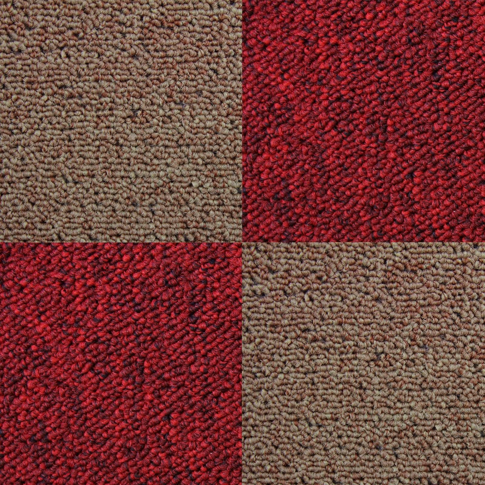 Monster Shop Sand & Scarlet Red Monstershop Carpet Tiles 40 X 10 Metres Squared Commercial Hard-Wearing Heavy-Duty Domestic Beige Premium Office Home Flooring 50Cm X 50Cm