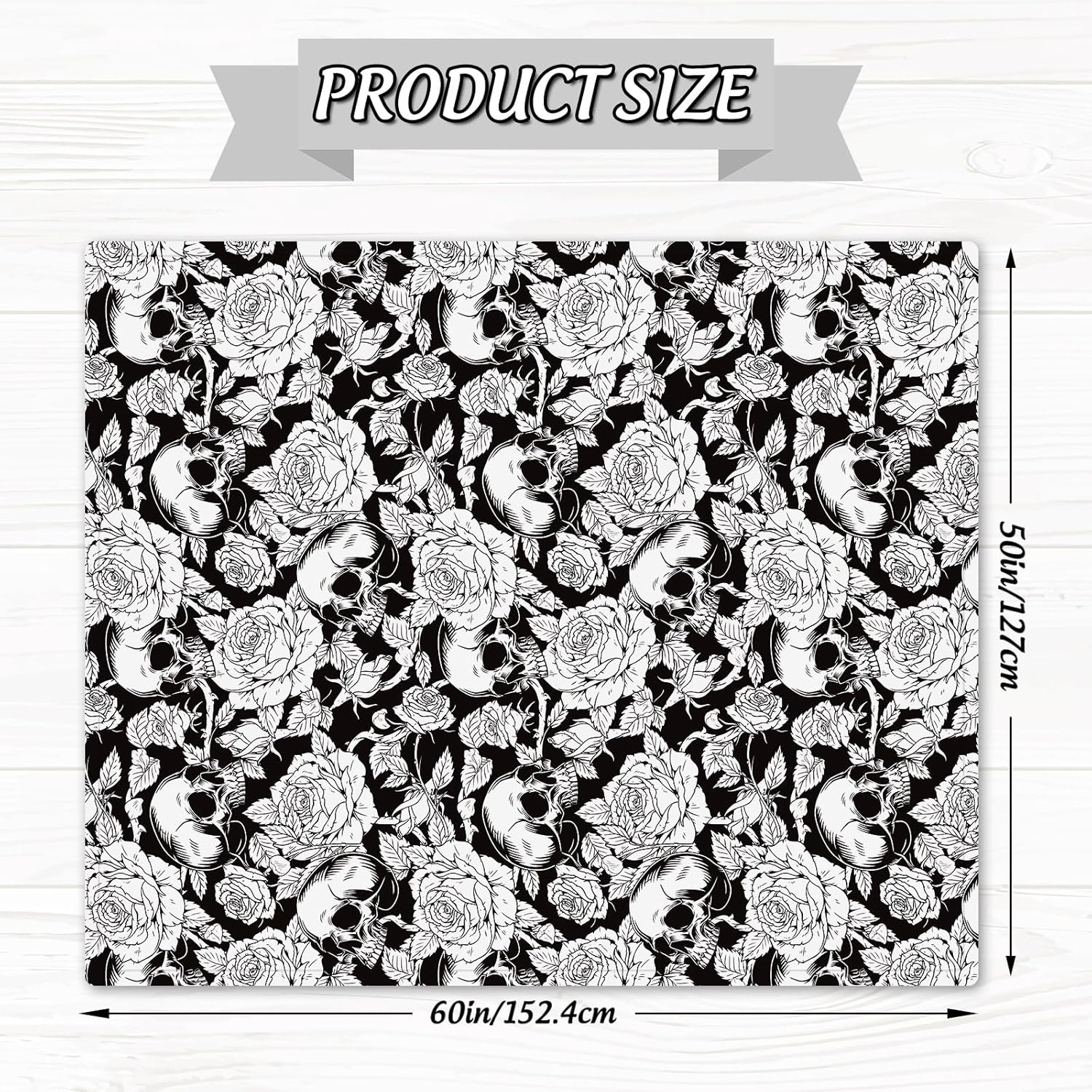 JarThenaAMCS Halloween Blanket Black White Skull Flower Fluffy Throw Blanket Soft Cozy Decorative Bedspread for Halloween Home Bed Sofa Couch Chair, 50 x 60 Inch - Image 2