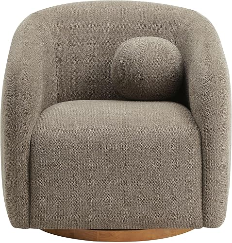 Miniatura 9 de Modway Holland - Sillón giratorio curvado en color gris pardo  Silla de barril de tela de chenilla con almohada de bola y base de madera  Silla de