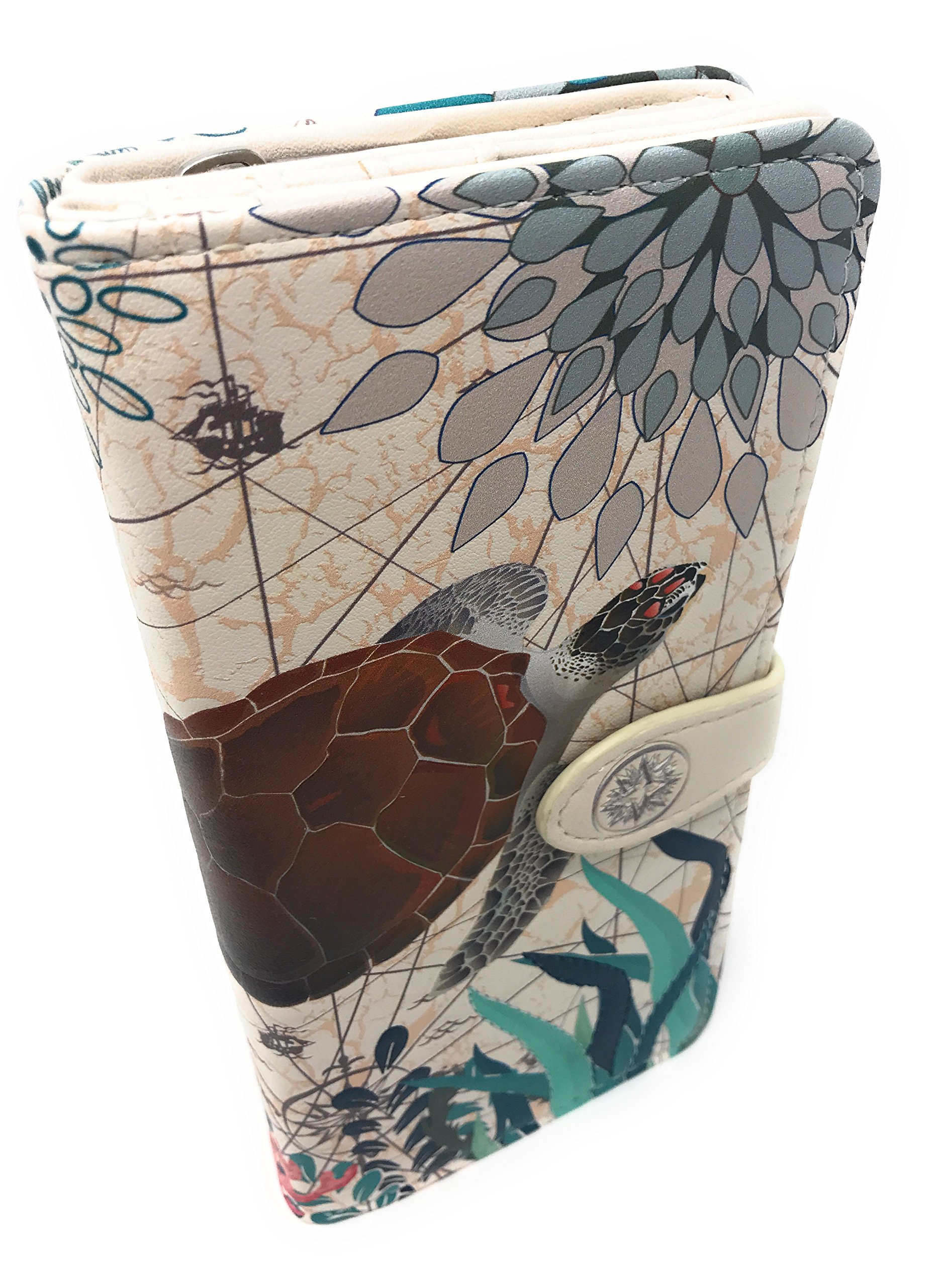 Shag WearShagwear Swimming Turtle Large Women's Wallet Beige