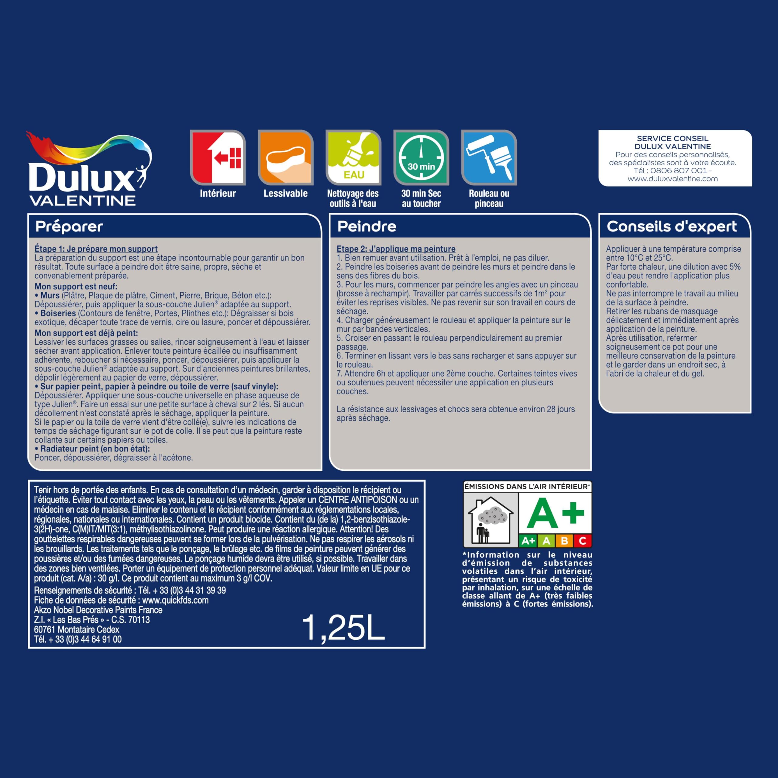 Dulux Valentine Crème de Couleur - Peinture multi-supports intérieure - Satin Miel 1,25 L