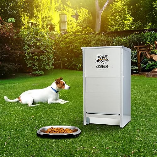 Miniatura 5 de Little Giant Chow Hound - Comedero automático automático para perros de calibre pesado de acero para interiores y exteriores, capacidad de 25