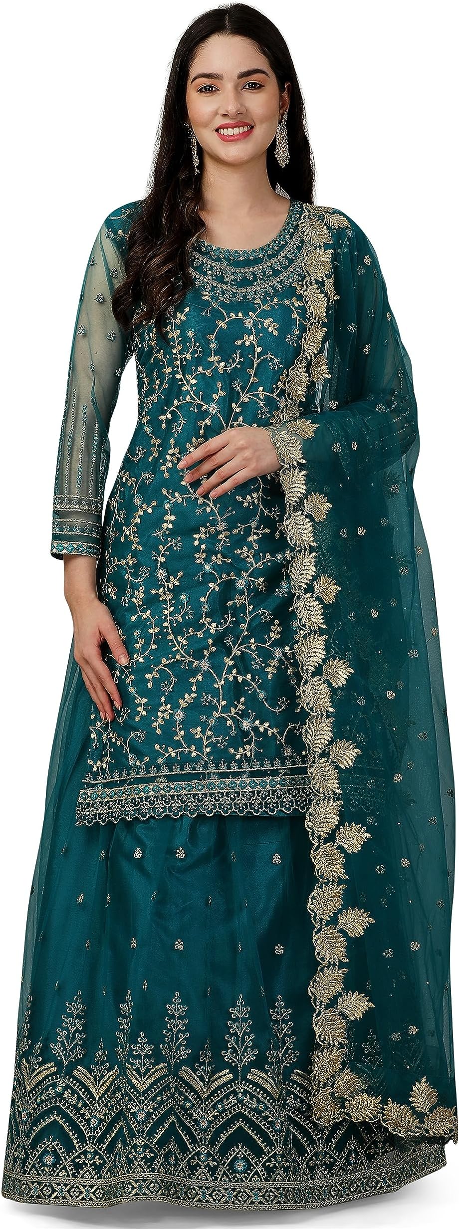 Women's Net Embroidery Salwar Suit Set Kurta Lehenga with Dupatta Maroon Kurta Set for Women salwarsuit set