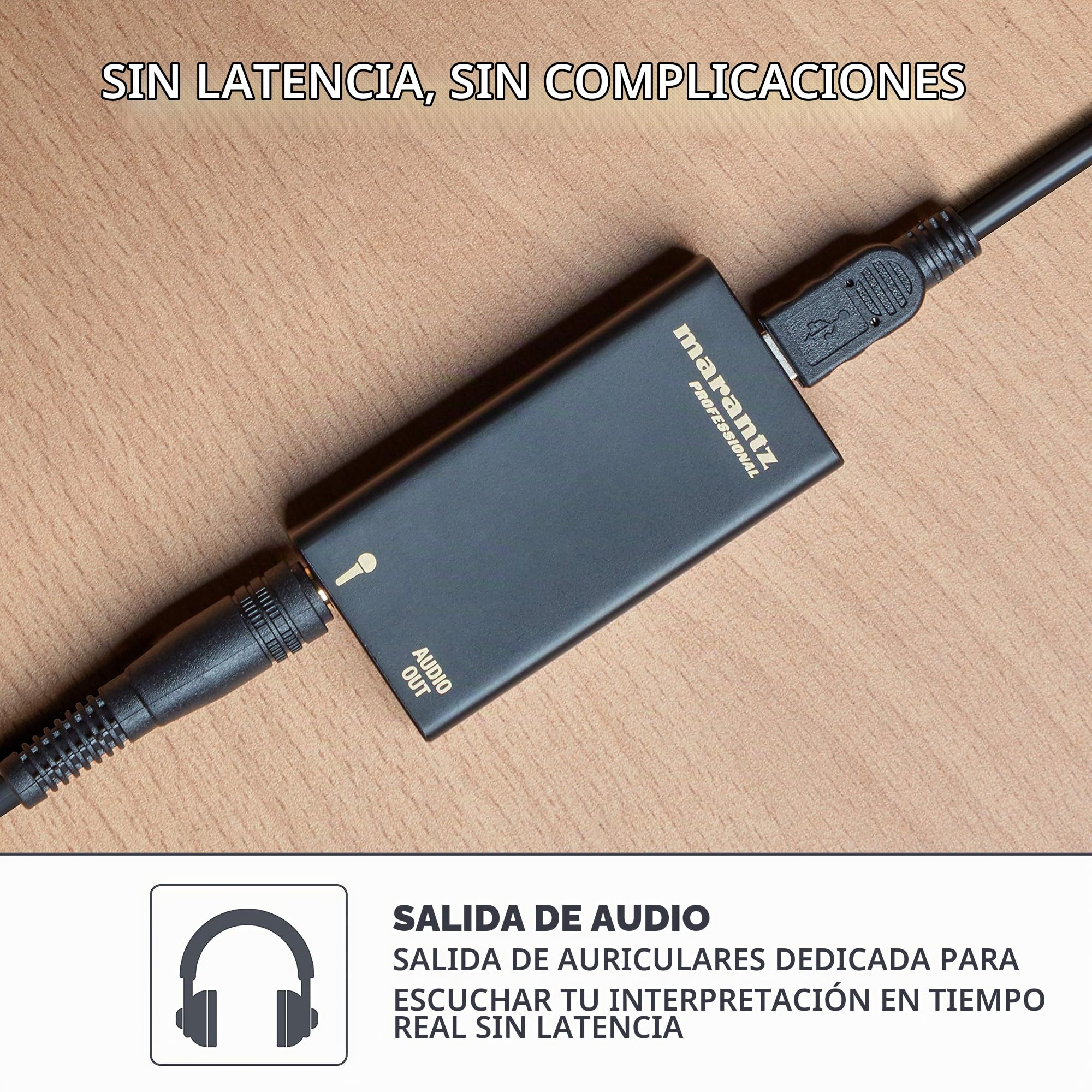Marantz Professional M4U - Micrófono de Condensador USB con tarjeta de sonido, Soporte de sobremesa para proyectos de Podcast, Streaming, Juegos, transmitir audio y grabar instrumentos musicales o voz