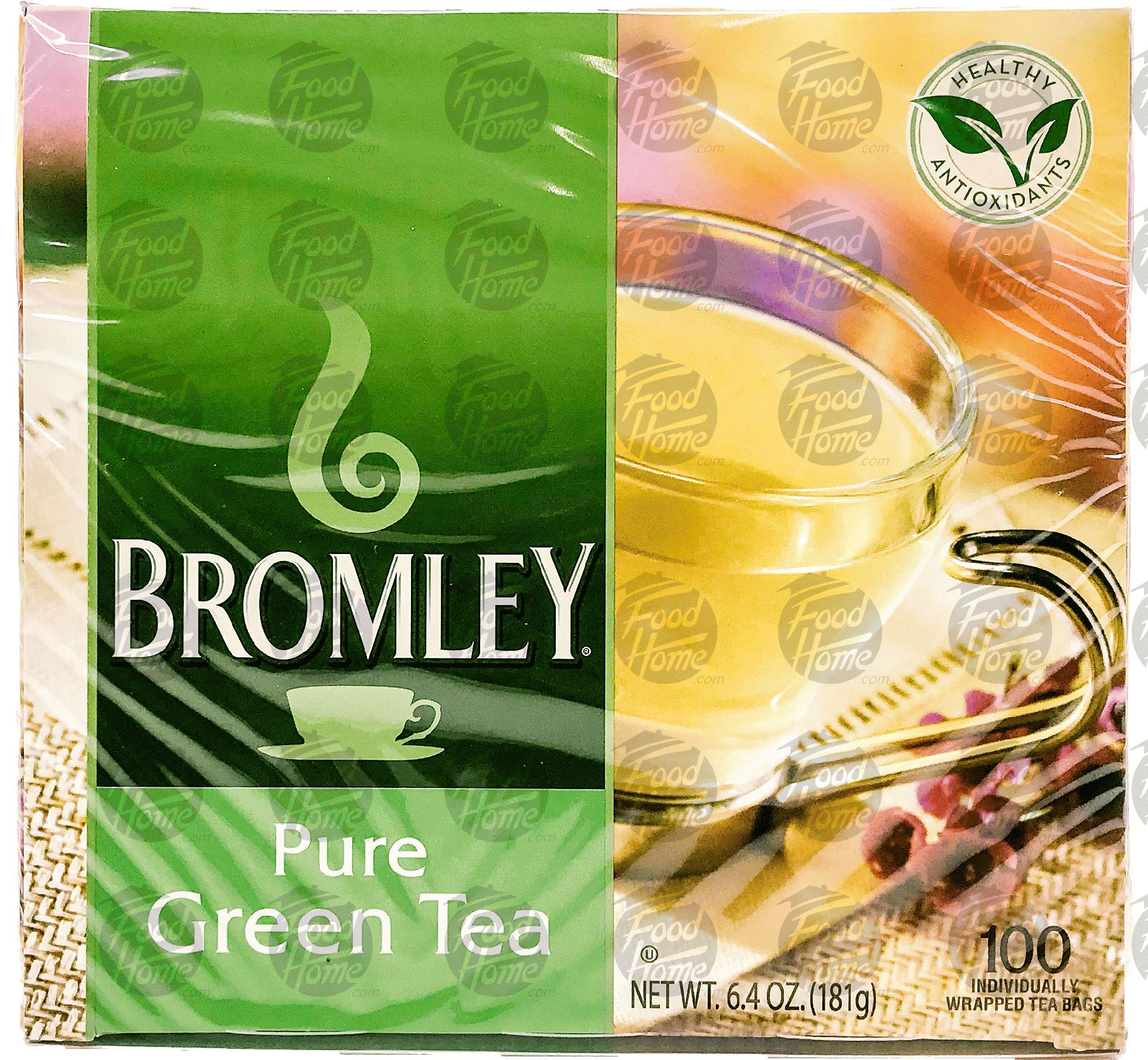 Bromley 100% Naturally Decaffeinated Green Tea 100-Count individually wrapped tea bags
