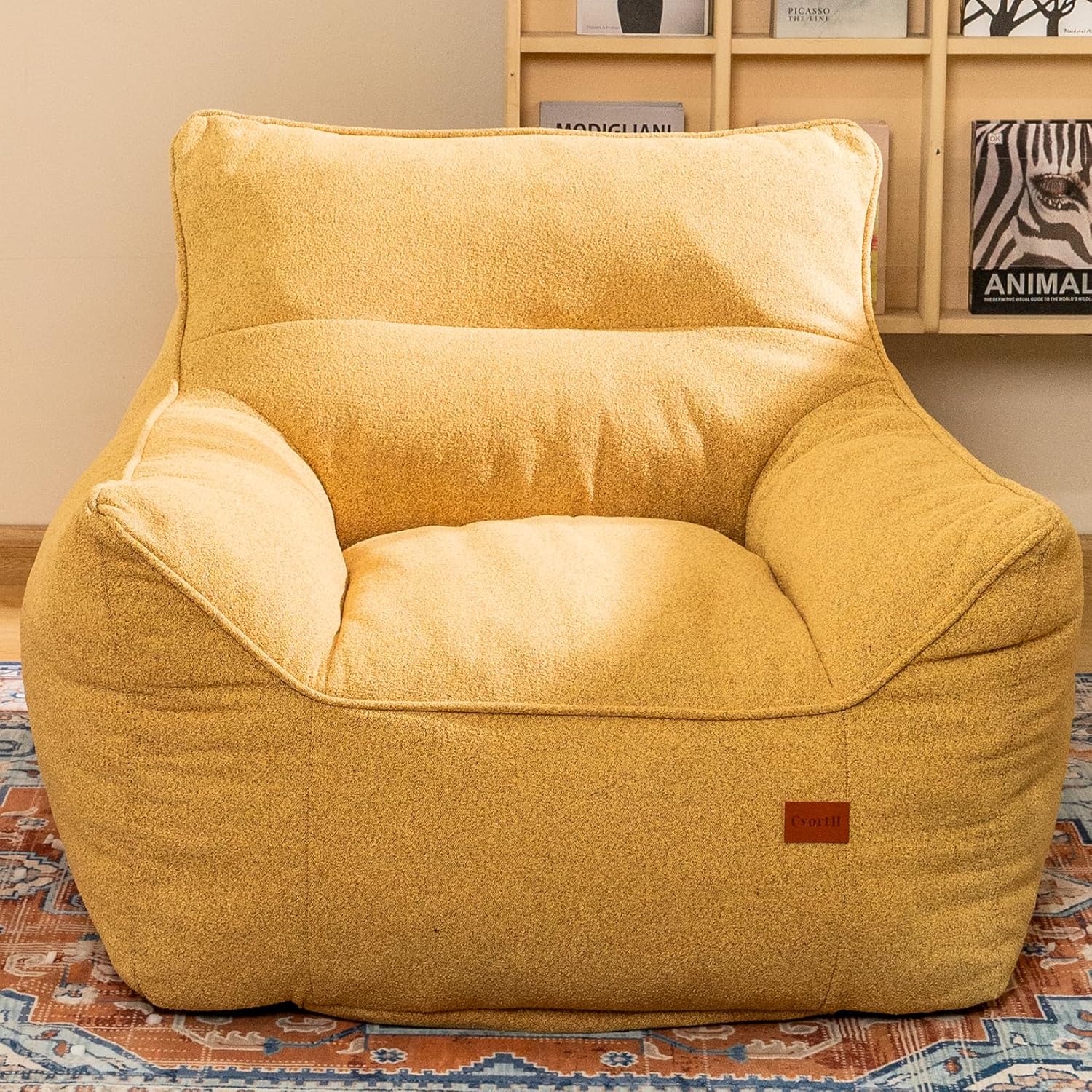 Cvortll Bean Bag Chair for Adults, Comfy Tufted Bean Bag Chair Sofa with Armrests, Lazy Beanbag Chair with Foam Filler Stuffed Bean Bag Couch Sofa for Reading in Bedroom, Living Room and Dorms