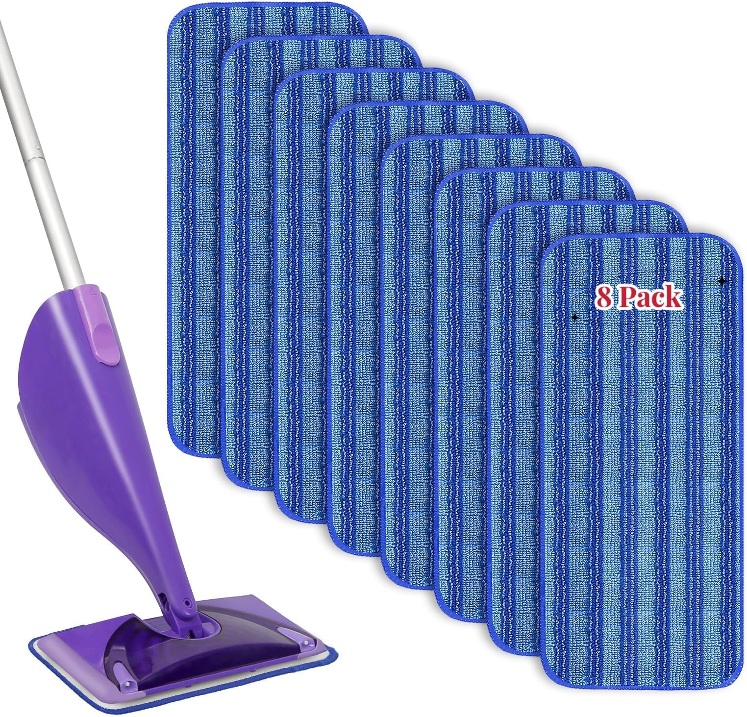 Hakfhsd 8 Pack Reusable Mop Pads Compatible for Swiffer Wet