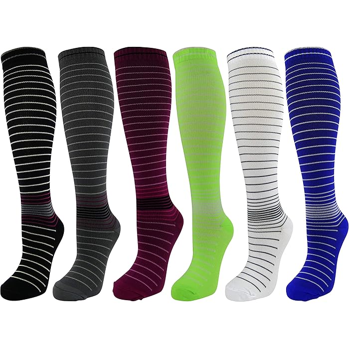 Buy 6 Pair Compression Socks; Best for DVT, ShinSplints, Diabetes