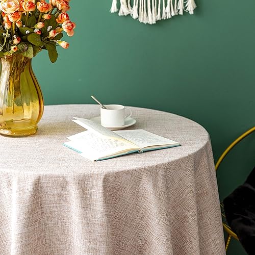 Miniatura 3 de Mantel de lino rústico de arpillera lavable, de peso pesado sólido de 70 pulgadas, con borde de encaje, para decoración de cocina y comedor