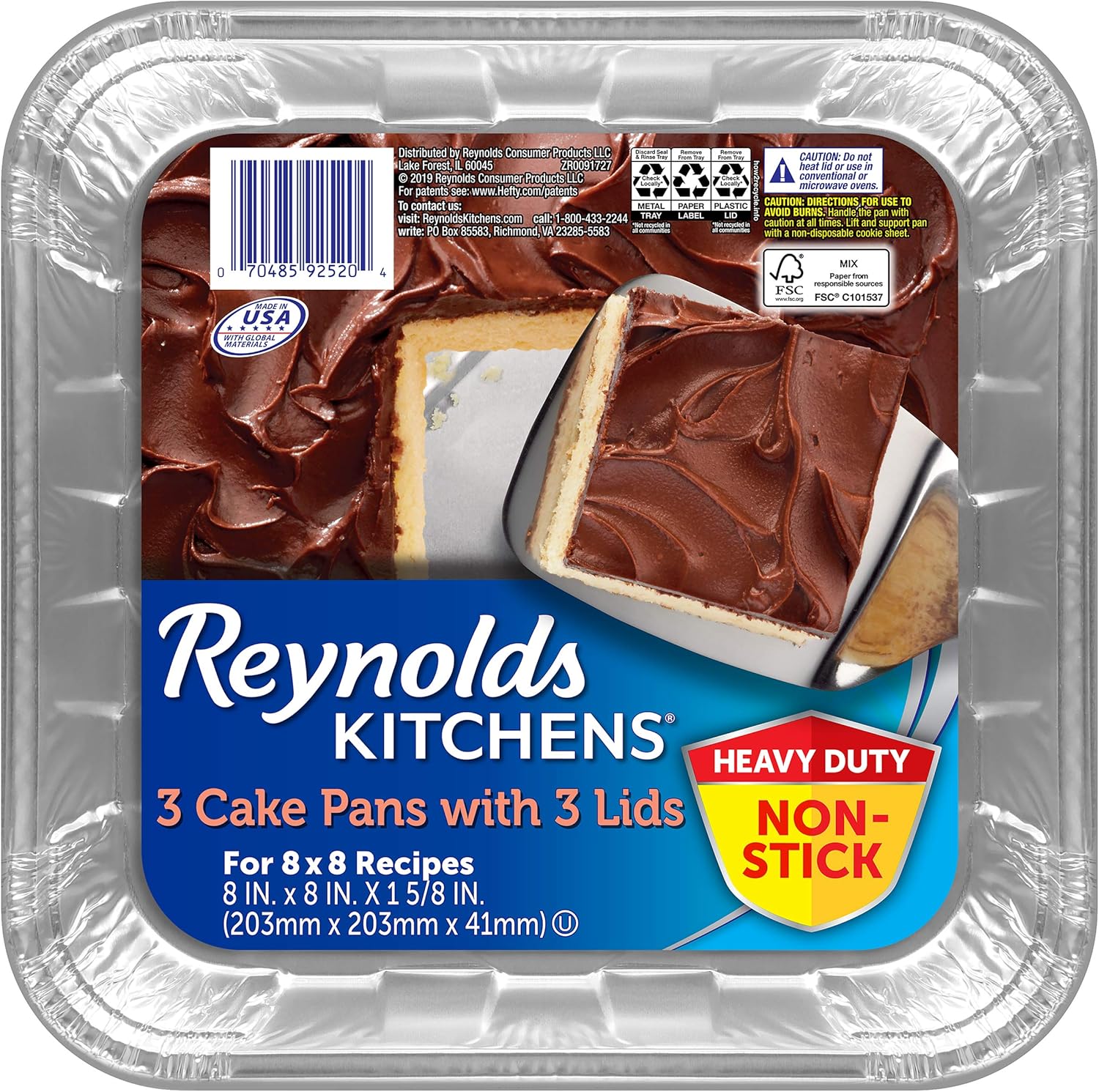 Reynolds Disposable Cake Pan with Lid (NonStick, 8x8 inch, 2 Count, Pack of 3) Amazon.ca Home