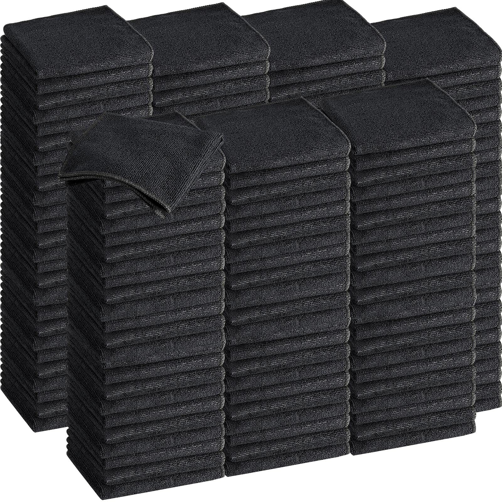 Photo 1 of Tenare 100 Pack 12'' x 12'' Microfiber Cleaning Cloths Cleaning Rags Reusable Rags Wash Rags Softer Highly Absorbent Cleaning for House Kitchen Car Window (Black)