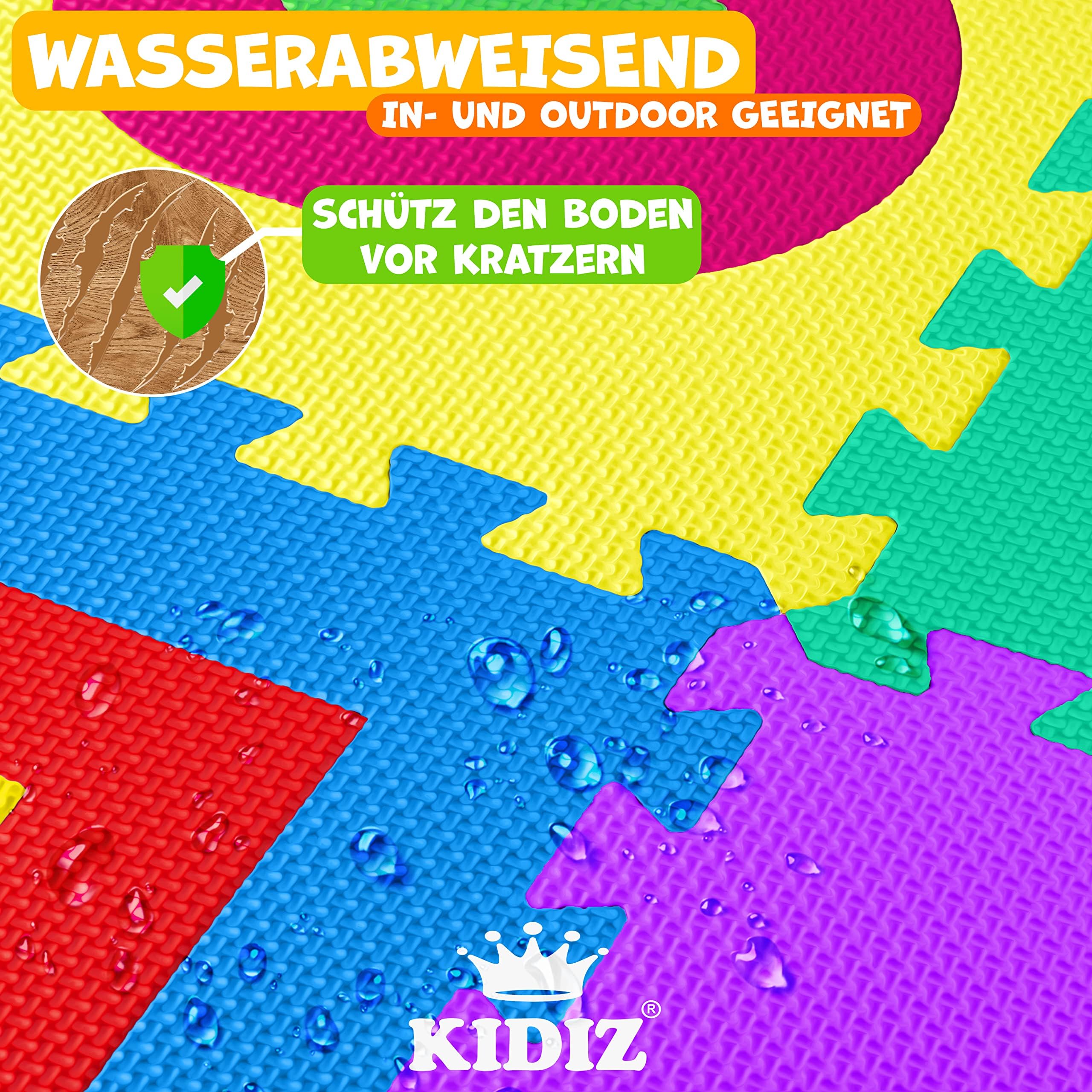 KIDIZ® Tappeto puzzle da 86 pezzi - tappeto da gioco per bambini - tappetino in gommapiuma - stuoia puzzle - tappetino per bambini - puzzle numeri e lettere - tappeto protettivo, Bunt
