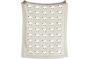 Baby Size Shepherd Style Cotton Knit Blanket in Light Grey with White...