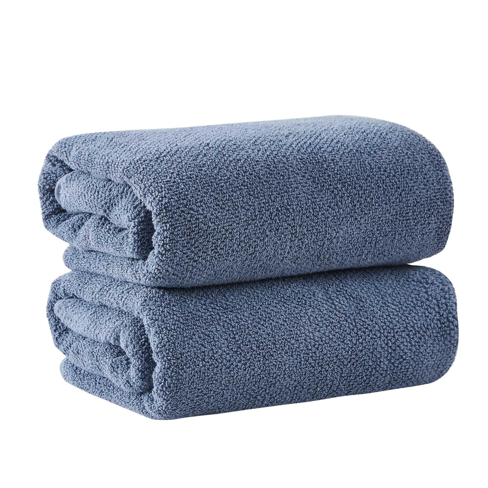 Great Bay Home Blue Bath Sheet - 100% Cotton Oversized 2 Pack 68x35 Towel Set - Absorbent, Quick-Drying, Durable Bath Sheet for Bathroom Decor - Low-Twist, Two-Ply Fibers (Chambrey Blue)