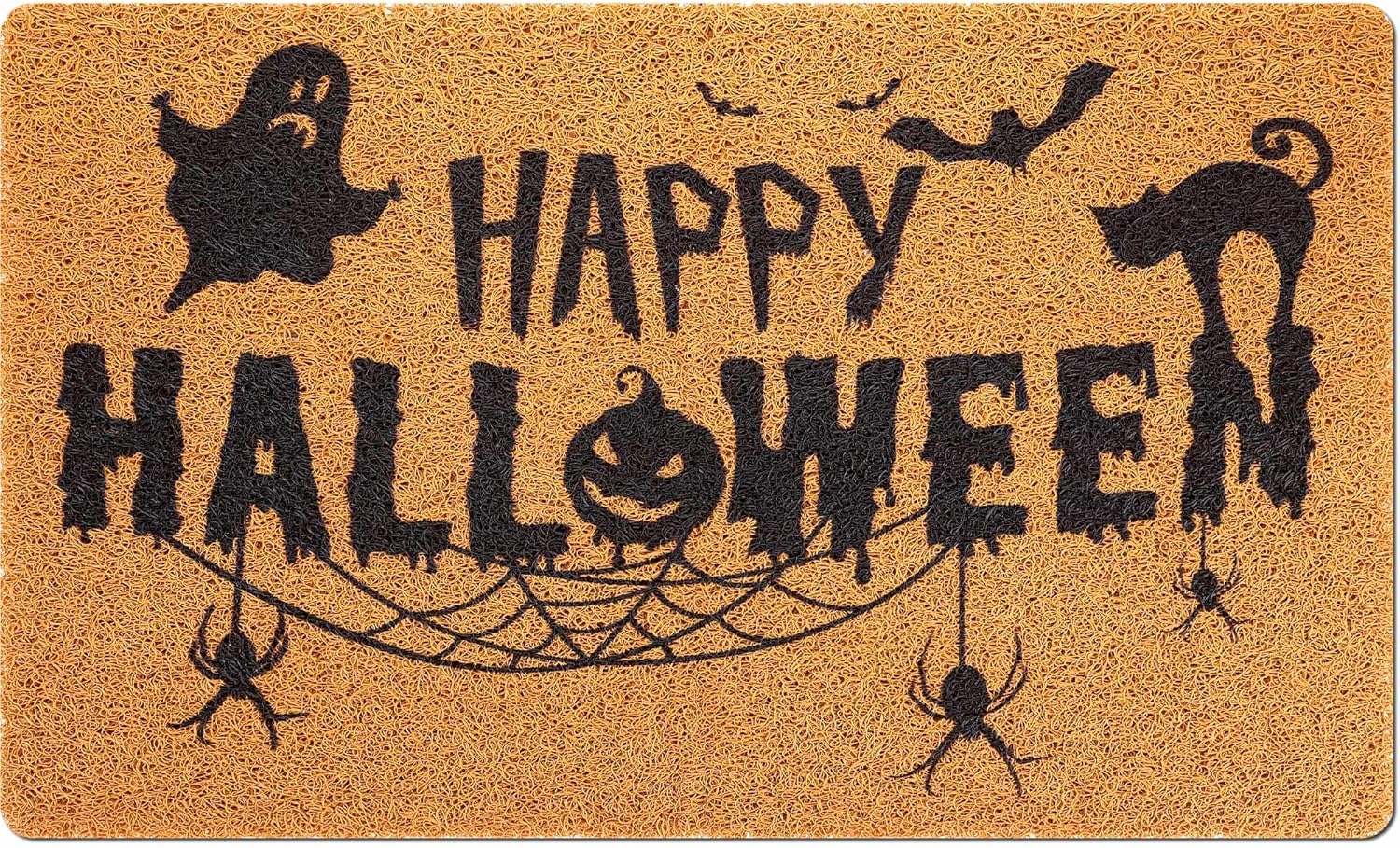 Halloween Door Mat Spider Web Ghost Witchy Doormat Happy Halloween Welcome Doormat Halloween Front Door Rug for Home Indoor Holiday Decoration 18 x 30 Inch